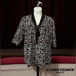 NWOT, Claire France, Soft and Flowy Plus Size Blouse, 2X, Black, Red, White